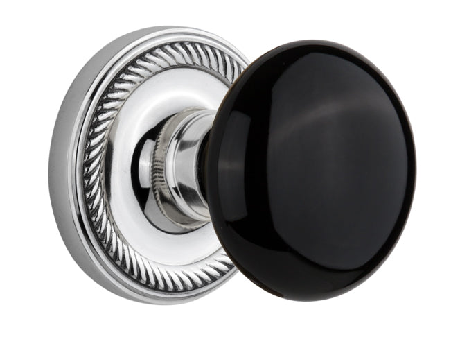 Nostalgic Warehouse Rope Rosette with Black Porcelain Knob - Mortise Lock