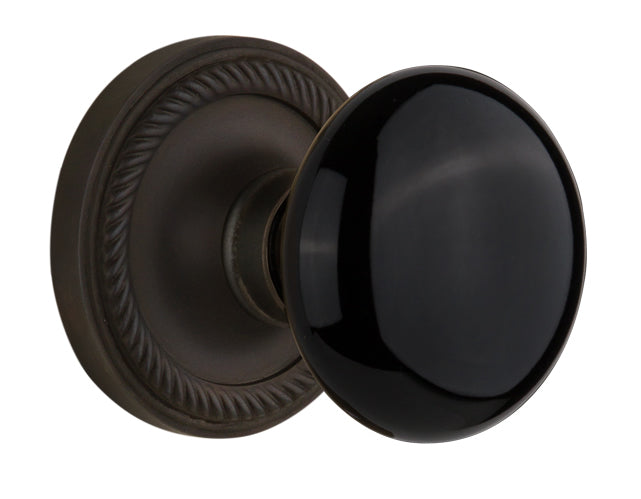 Nostalgic Warehouse Rope Rosette with Black Porcelain Knob - Mortise Lock