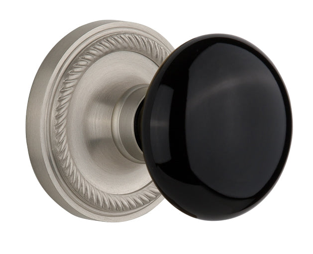 Nostalgic Warehouse Rope Rosette with Black Porcelain Knob