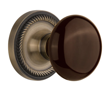 Nostalgic Warehouse Rope Rosette with Brown Porcelain Knob