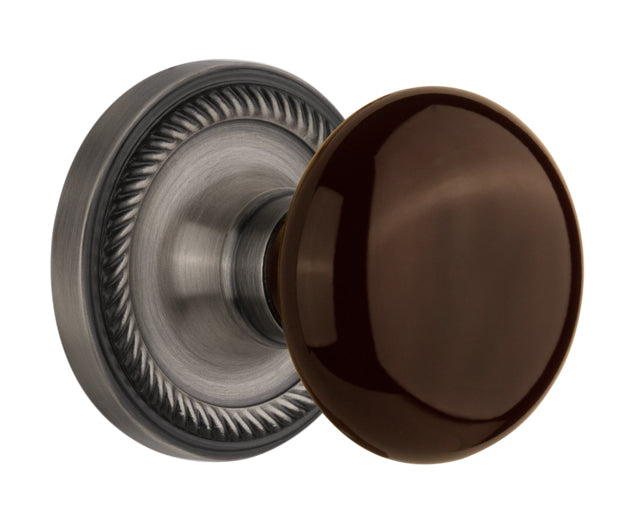 Nostalgic Warehouse Rope Rosette with Brown Porcelain Knob