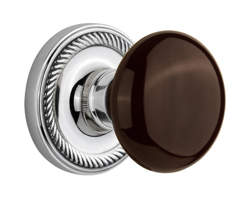 Nostalgic Warehouse Rope Rosette with Brown Porcelain Knob