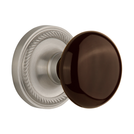 Nostalgic Warehouse Rope Rosette with Brown Porcelain Knob