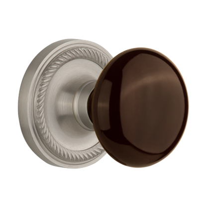 Nostalgic Warehouse Rope Rosette with Brown Porcelain Knob