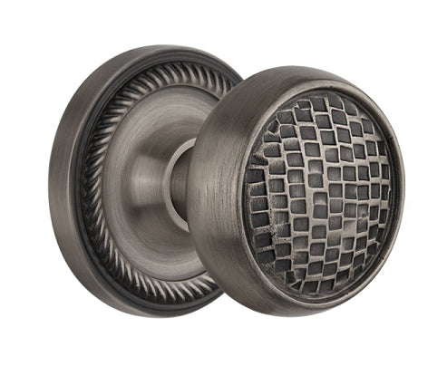 Nostalgic Warehouse Rope Rosette with Craftsman Knob - Antique pewter
