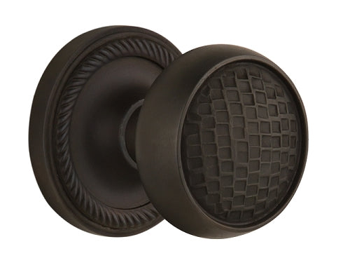 Nostalgic Warehouse Rope Rosette with Craftsman Knob  - Oil Rubbed Bronze