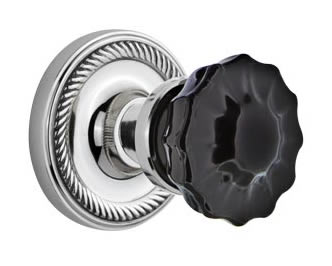 Nostalgic Warehouse Rope Rose with Black Crystal Knob