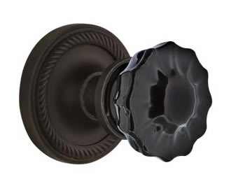 Nostalgic Warehouse Rope Rose with Black Crystal Knob