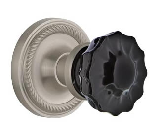 Nostalgic Warehouse Rope Rose with Black Crystal Knob