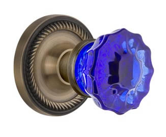 Nostalgic Warehouse Rope Rose with Cobalt Crystal Knob