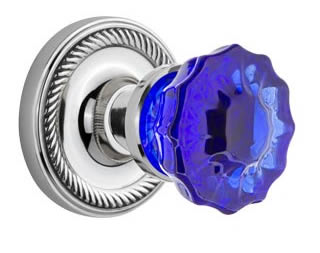Nostalgic Warehouse Rope Rose with Cobalt Crystal Knob
