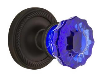 Nostalgic Warehouse Rope Rose with Cobalt Crystal Knob