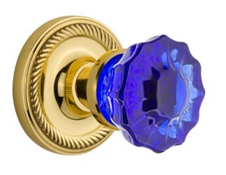 Nostalgic Warehouse Rope Rose with Cobalt Crystal Knob