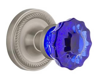 Nostalgic Warehouse Rope Rose with Cobalt Crystal Knob