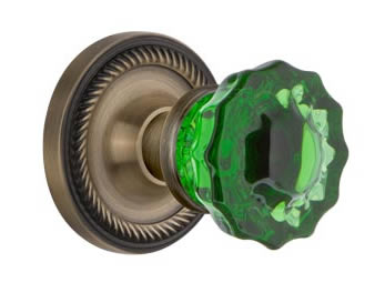 Nostalgic Warehouse Rope Rose with Emerald Crystal Knob