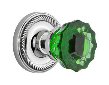 Nostalgic Warehouse Rope Rose with Emerald Crystal Knob