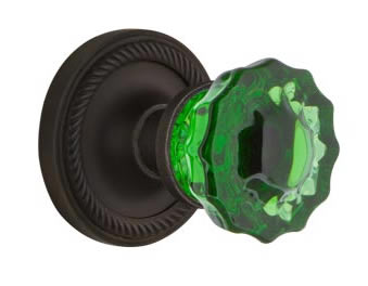 Nostalgic Warehouse Rope Rose with Emerald Crystal Knob