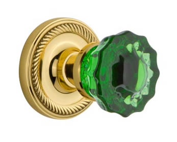 Nostalgic Warehouse Rope Rose with Emerald Crystal Knob