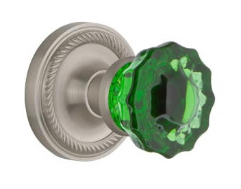 Nostalgic Warehouse Rope Rose with Emerald Crystal Knob
