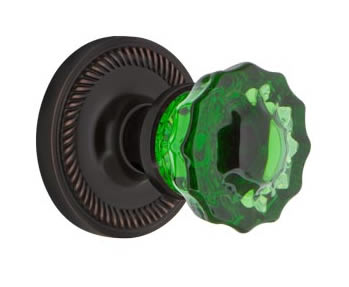 Nostalgic Warehouse Rope Rose with Emerald Crystal Knob
