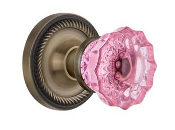 Nostalgic Warehouse Rope Rose with Pink Crystal Knob