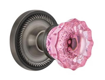Nostalgic Warehouse Rope Rose with Pink Crystal Knob
