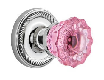 Nostalgic Warehouse Rope Rose with Pink Crystal Knob