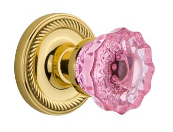 Nostalgic Warehouse Rope Rose with Pink Crystal Knob