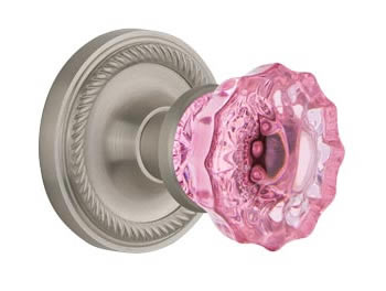 Nostalgic Warehouse Rope Rose with Pink Crystal Knob