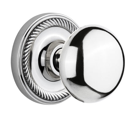Nostalgic Warehouse New York Knob with Rope Rosette - Bright Chrome