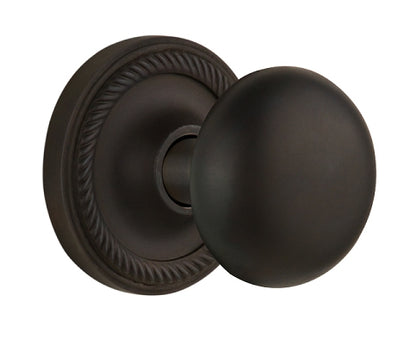Nostalgic Warehouse New York Knob with Rope Rosette - Oil-Rubbed Bronze