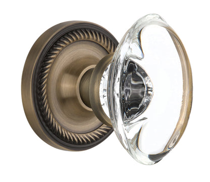 Nostalgic Warehouse Rope Rosette with Oval Clear Crystal Knob - Mortise Lock