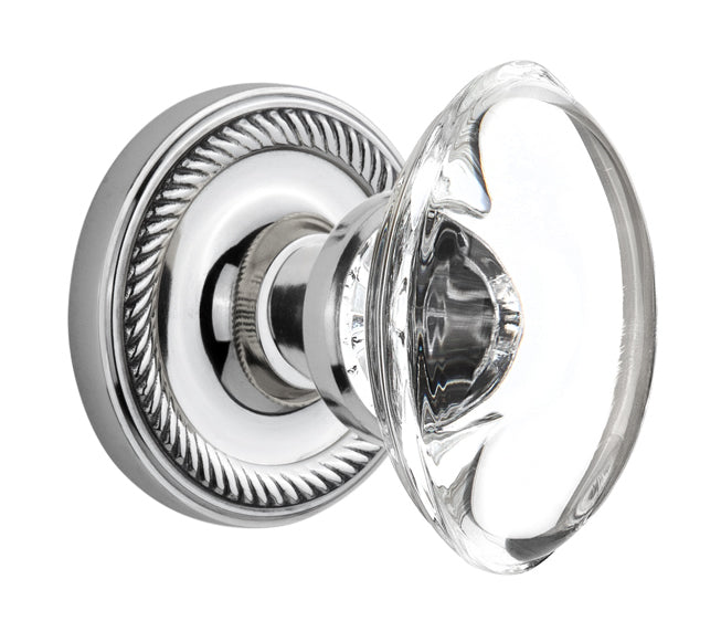 Nostalgic Warehouse Rope Rosette with Oval Clear Crystal Knob