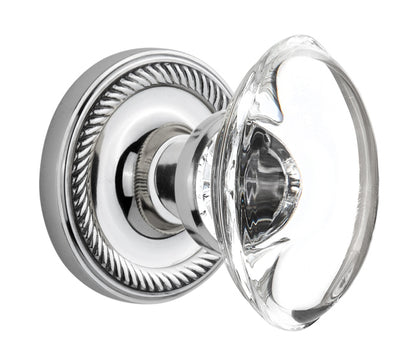 Nostalgic Warehouse Rope Rosette with Oval Clear Crystal Knob