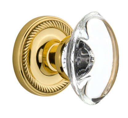 Nostalgic Warehouse Rope Rosette with Oval Clear Crystal Knob - Mortise Lock