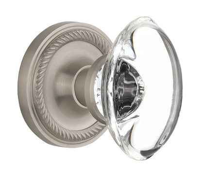 Nostalgic Warehouse Rope Rosette with Oval Clear Crystal Knob - Mortise Lock