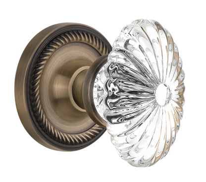 Nostalgic Warehouse Rope Rosette with Oval Fluted Crystal Knob - Mortise Lock