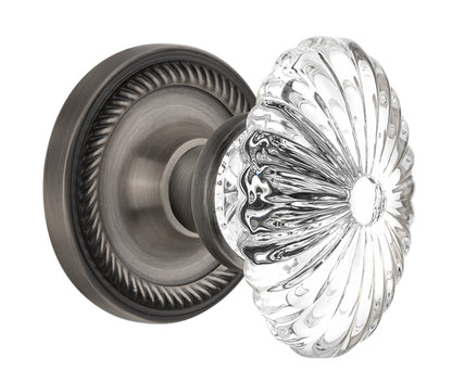 Nostalgic Warehouse Rope Rosette with Oval Fluted Crystal Knob