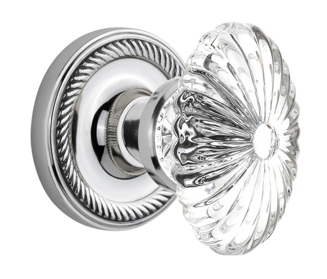 Nostalgic Warehouse Rope Rosette with Oval Fluted Crystal Knob