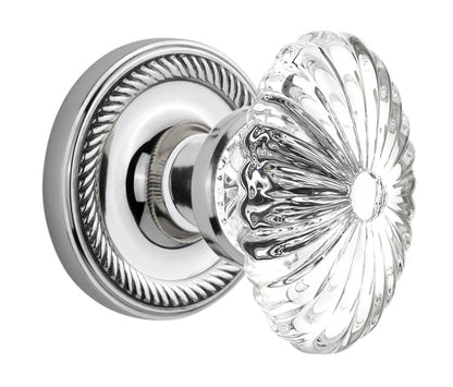 Nostalgic Warehouse Rope Rosette with Oval Fluted Crystal Knob