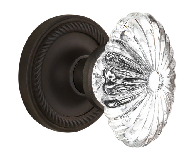 Nostalgic Warehouse Rope Rosette with Oval Fluted Crystal Knob
