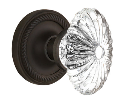 Nostalgic Warehouse Rope Rosette with Oval Fluted Crystal Knob