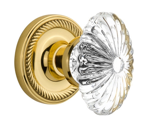 Nostalgic Warehouse Rope Rosette with Oval Fluted Crystal Knob