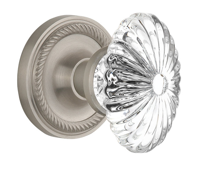 Nostalgic Warehouse Rope Rosette with Oval Fluted Crystal Knob - Mortise Lock