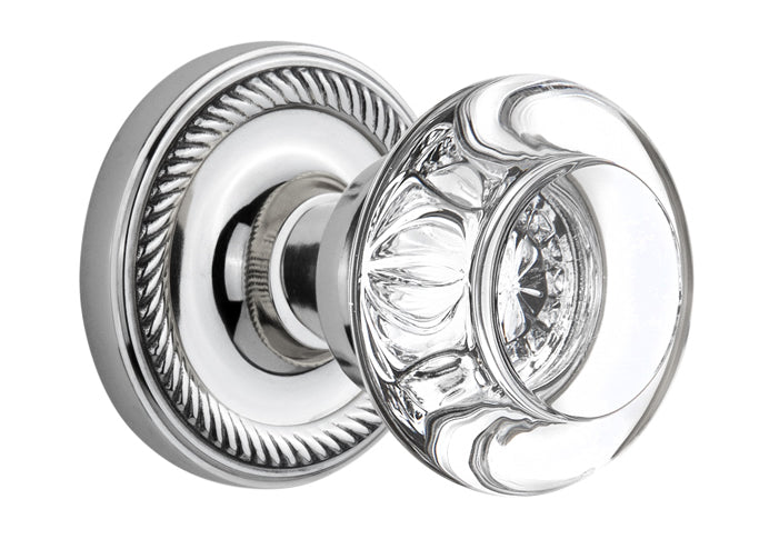 Nostalgic Warehouse Rope Rosette with Round Clear Crystal Knob