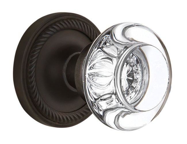 Nostalgic Warehouse Rope Rosette with Round Clear Crystal Knob - Mortise Lock