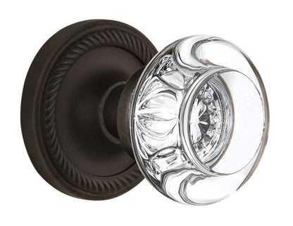 Nostalgic Warehouse Rope Rosette with Round Clear Crystal Knob
