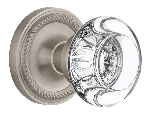 Nostalgic Warehouse Rope Rosette with Round Clear Crystal Knob