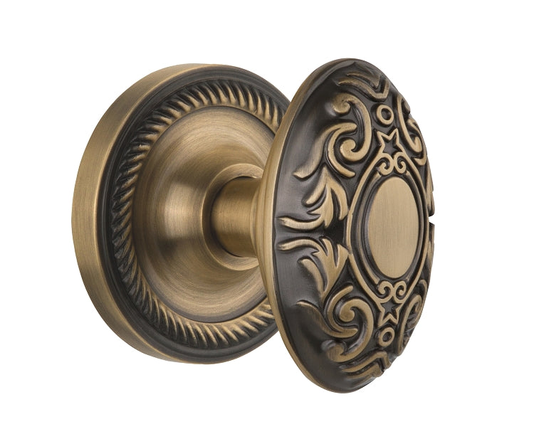 Nostalgic Warehouse Rope Rosette with Victorian Knob - Mortise Lock