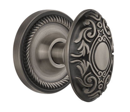 Nostalgic Warehouse Rope Rosette with Victorian Knob - Mortise Lock